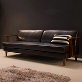 北欧 日式复古沙发现代简约小户型咖啡厅双人三人位沙发皮艺布