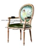 出口法国美式法式乡村风格实木油蜡皮铆钉餐椅扶手椅洽谈椅梳妆椅