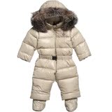 2015冬季MONCLER男婴儿童装连体羽绒服滑雪服男童宝宝毛领帽0-2岁