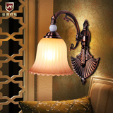 复古欧式壁灯客厅卧室床头壁灯单双头走廊过道阳台古铜色壁灯010