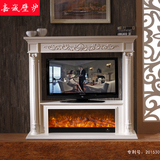 1.8米欧式壁炉电视柜嵌入式实木雕花装饰柜电子壁炉芯仿真火取暖