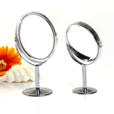 化妆镜子 迷你台式双面化妆镜桌面梳妆镜放大 便携复古小镜子批发