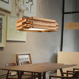 餐厅灯长方形创意个性原木现代简约实木北欧宜家咖啡厅复式楼吊灯