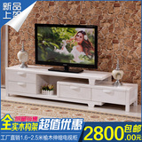 全实木可伸缩榆木电视柜2 1米6白色开放漆卧室客厅影视柜中式家具