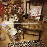 LACESHABBY出口欧美复古法式古董风格实木黑色软包铆钉餐桌椅椅子