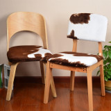 现代简约宜家动物斑马奶牛纹毛皮布艺日式实木曲木椅靠背家用餐椅