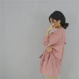 CherryMerry 春秋季韩版薄款纯色气质女式系带中长款宽松风衣外套