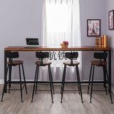 美式简约长条吧台桌椅铁艺复古做旧星巴克咖啡厅高脚吧台桌椅组合