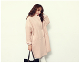 2015韩国新款中长款毛呢外套女士宽松显瘦茧型韩版通勤羊毛尼大衣
