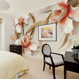 简约立体浮雕玉雕花卉3D大型壁画墙纸客厅卧室沙发电视背景墙壁纸