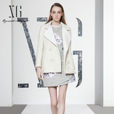 【XG】2015冬新款女装气质双排扣翻领中长款大衣外套XA410077A450