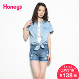 Honeys商场同款2016夏季新款牛仔背心短袖衬衫两件套651-63-7944
