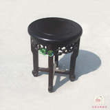 明清古典家具中式全实木古筝圆凳梳妆凳老榆木雕花餐桌凳小矮凳