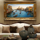 酒店办公室别墅客厅壁画欧式手绘威尼斯风景油画八面来客装饰画框