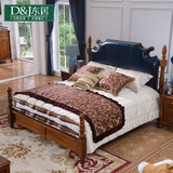 东居美式深色1.8米双人床欧式新古典床头皮艺床卧室婚床大床