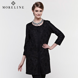 沐兰MORELINE专柜春装新款黑色百搭修身气质蕾丝钩花时尚外套女