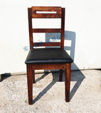 定制实木餐椅 饭店咖啡厅复古靠背椅  皮椅PU休闲单人椅 厂家直销