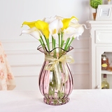 包邮彩色玻璃花瓶水培插富贵竹百合欧式创意简约装饰客厅花器摆件