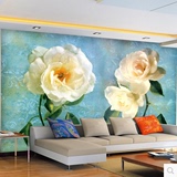 壁画油画花卉墙纸手绘卧室电视背景墙壁纸美式复古无缝墙布