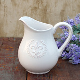 【39包邮】北欧复古做旧徽章白色 白瓷花瓶 田园 陶瓷水壶 摆件