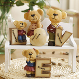 创意可爱LOVE熊组合摆件家居装饰隔板摆件生日情侣礼物树脂工艺品