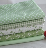 清新绿色蝴蝶结格子素色百搭儿童纯棉斜纹床单被罩纯棉布料可定做