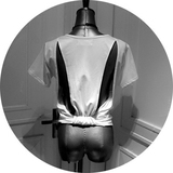 欧美街头街拍独特设计大露背短袖上衣日系硬妹镂空性感短款T恤女
