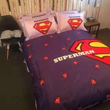 超人美国队长儿童卡通床上用品纯棉三四件套被套床单床笠1.5m1米8