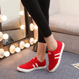 春夏季新款红色帆布鞋女韩版布鞋学生休闲透气板鞋平底潮低帮球鞋