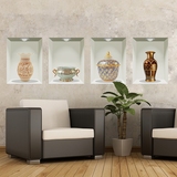 餐厅客厅卧室温馨墙面装饰花盆仿真3d立体自粘墙贴创意墙壁里花瓶
