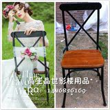 新款韩式婚纱主题摄影道具影楼外景拍照道具靠背铁艺椅子