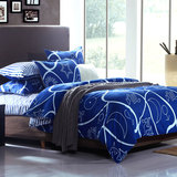 韩式床上用品秋冬加厚棉素色床单被套田园地中海蓝色海洋风四件套