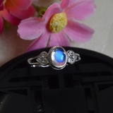 月光石戒指 女款 925纯银 蓝月光 彩月 尼泊尔复古 皇冠 天然正品