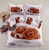 纯棉儿童3D卡通动物四件套全棉夏季床上用品可爱床单狗狗泰迪熊