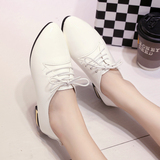 2016春夏新款韩版平底鞋系带平跟单鞋休闲小白鞋英伦风女鞋子