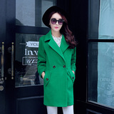 女装冬季新款时尚大衣韩版翻领显瘦长袖气质纯色系直筒型呢子外套