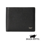 BRAUN BUFFEL 路易系列8卡透明窗零钱袋压纹短夹（黑色）