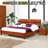 100%纯榆木床全实木床榆木双人床1.5米1.8米现代中式卧室婚床