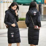 2015冬韩版修身显瘦大码棉衣女长款过膝加厚连帽羽绒衣棉服外套女