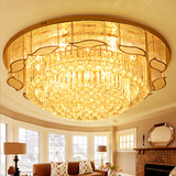 金色客厅吸顶灯黄水晶灯圆形现代卧室灯欧式简约遥控节能灯具大气