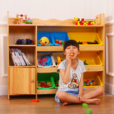 喜贝贝实木儿童玩具收纳架幼儿园收纳柜宝宝书架储物置物架带书柜