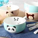 好货韩国12点创意可爱儿童陶瓷碗卡通汤碗米饭碗甜品家用餐具套装