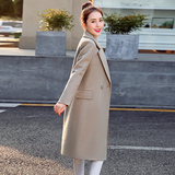 2016春季新款韩版显瘦长袖呢大衣女装中长款修身毛呢外套女潮