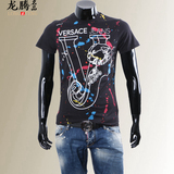 正品代购Versace 范思哲 VJ彩绘狮头男士短袖T恤修身圆领夏季新款