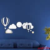 新上创意热气球镜面墙贴客厅儿童可爱背景墙镜面水晶立体墙贴装饰