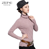 ZENE曾原创新款女堆领麻花修身纯山羊绒衫甜美套头毛衣打底衫女冬
