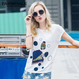 马克华菲女装2016夏新品卡通印花短袖T恤