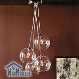 北欧现代简约风格客厅灯餐厅4酒吧头灯饰美式乡村玻璃圆球吊灯具