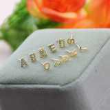 韩国代购正品纯14K金字母耳环黄金耳钉女士情人节礼物饰品特价女