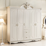 欧式衣柜象牙白色法式四五门组合整体衣橱柜家具韩式田园实木立柜